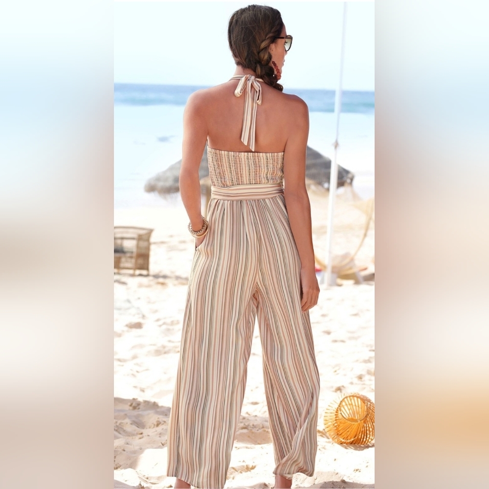 Striped Halter Jumpsuit - Picture 2 of 2